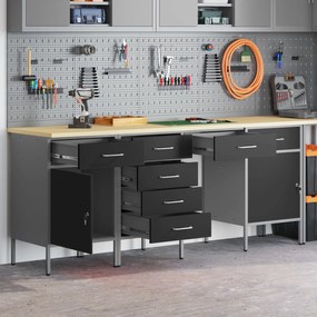 Conjunto de Mesa e Armário de Trabalho VidaXL 4 Peças Preto em Madeira
