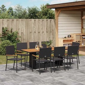 Conjunto de Jantar de Jardim vidaXL 9 Peças Preto Poliratan