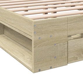 Estrutura de cama c/ gavetas derivados madeira carvalho sonoma