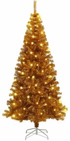 vidaXL Árvore de Natal com 300 LEDs com suporte Ouro 180 cm PET