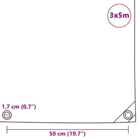 Lona 650 g/m² 3x5 m cinzento