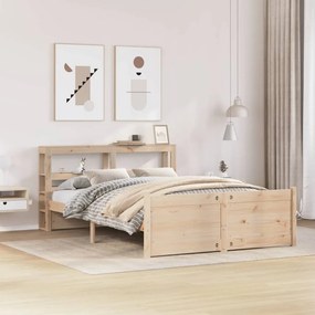 Estrutura de cama c/ cabeceira 150x200 cm pinho maciço