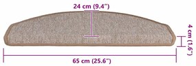 Tapetes de escada 30 pcs 65x24x4 cm castanho-claro
