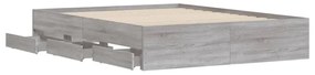 Estrutura de cama c/ gavetas derivados madeira cinza sonoma