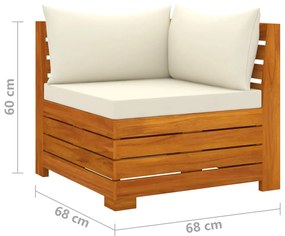 4 pcs conj. lounge jardim c/ almofadões madeira acácia maciça