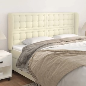 vidaXL Cabeceira cama c/ abas couro artificial 163x23x118/128 cm creme