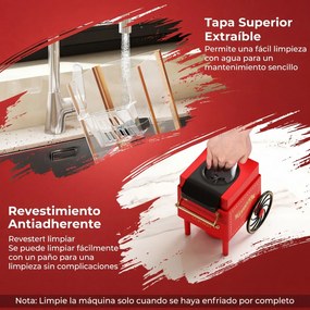 Máquina de Pipocas Elétrica, 24,5 x 16,5 x 39 cm, com Ar Quente sem Óleo, Vermelho