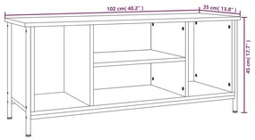 Móvel de TV 102x35x45 cm derivados de madeira cinzento sonoma