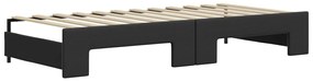 Sofá-cama c/ gavetão e gavetas 90x200 cm couro artificial preto