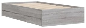 Estrutura de cama c/ gavetas derivados madeira cinza sonoma