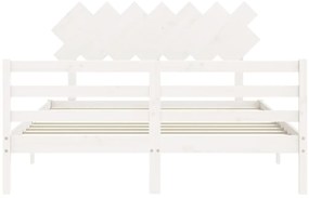 Estrutura de cama King Size com cabeceira madeira maciça branco
