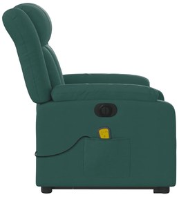 Poltrona elétrica elevatória massagens tecido verde-escuro
