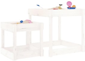 Mesas de areia 2 pcs madeira de pinho maciça branco