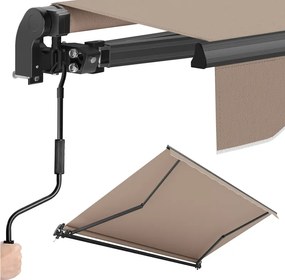 Toldo varanda de braço articulado 300 x 250 cm (C x L) com manivela para uma proteção solar fiável, castanho