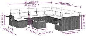 12 pcs conjunto de sofás p/ jardim com almofadões vime PE bege