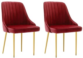 vidaXL Cadeiras de jantar 2 pcs veludo vermelho tinto