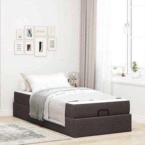 vidaXL Estrutura de cama com colchĂŁo 2 pcs Bronzeado tecido