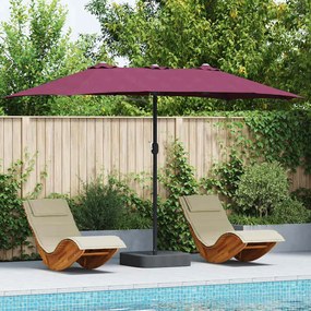 vidaXL Guarda-sol de Jardim Vermelho bordô 385 x 209 x 244 cm tecido