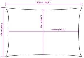 Para-sol vela tecido oxford retangular 2,5x5 m verde-escuro
