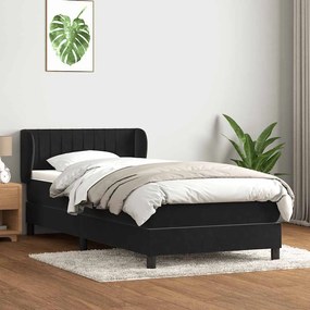 vidaXL Cama com molas/colchão 90x220 cm veludo preto