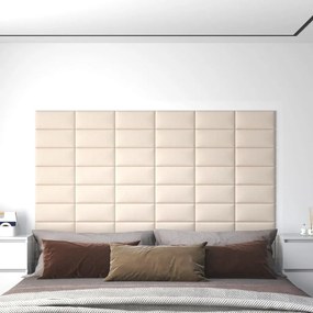 Painel de parede 12 pcs 30x15 cm veludo 0,54 m² cor creme