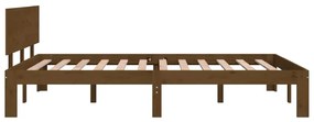 Estrutura cama pequena de casal 120x190 cm madeira castanho-mel