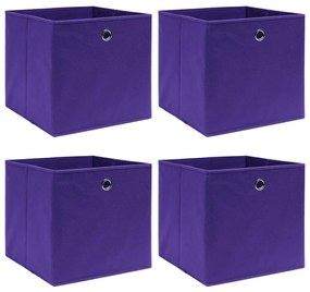 vidaXL Caixas de arrumação 4 pcs 32x32x32 cm tecido roxo