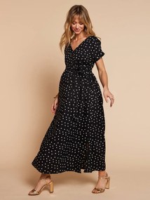 Vestido cache coeur para gravidez e amamentação preto