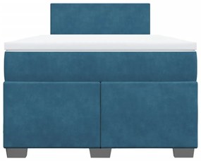 Cama boxspring com colchão 120x200 cm veludo azul