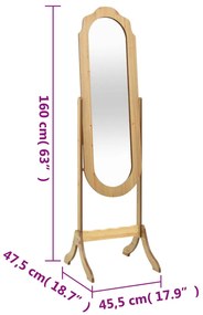 Espelho de pé 45,5x47,5x160 cm derivados de madeira