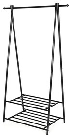 Cabideiro SONGMICS, cabideiro, cabideiro com prateleira de armazenamento de 2 níveis para sapatos e cestos, estrutura de metal, economiza espaço, ideal para quarto, entrada, escritório e muito mais, preto HSR05B