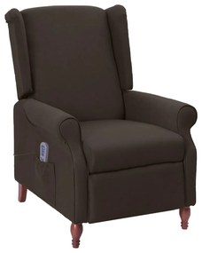vidaXL Poltrona de massagens reclinável tecido castanho-escuro