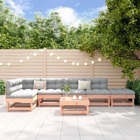 7 pcs conjunto lounge de jardim madeira de douglas maciça