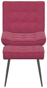 Cadeira de descanso com banco veludo vermelho tinto