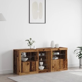 Aparador com Luzes LED Madeira Antiga 162x37x67 cm Madeira Engenharia