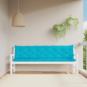 vidaXL Almofadões p/ banco de jardim 2 pcs 200x50x7 cm tecido turquesa
