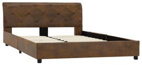Estrutura de cama 140x200 cm camurça artificial castanho