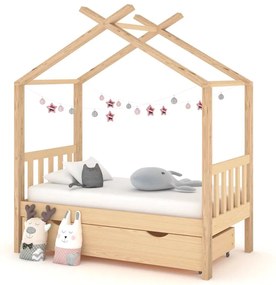 Estrutura de cama para criança c/ gaveta 70x140 cm pinho maciço