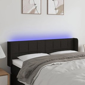 3123236 vidaXL Cabeceira de cama c/ luzes LED tecido 147x16x78/88 cm preto