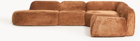 Sofá de canto modular XL em teddy-bouclé com chaise longue Wolke (4 lugares)