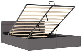 Cama hidráulica c/ arrumação LED 180x200cm couro art. cinzento