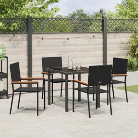 Conjunto de Jantar Jardim 5 Peças Preto em Rattan Sintético