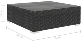 6 pcs conjunto lounge de jardim c/ almofadões vime PE preto