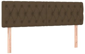 Cama box spring c/ colchão/LED 160x200cm tecido castanho-escuro