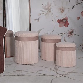 PUFE C/CAIXA 3 PEÇAS Ø 40,5X49,5-35X42-31X38 CM ROSA