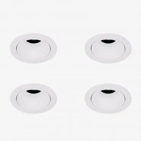 Pack De 4 Downlights Led Embutidos Com Molduras Redondas Ø5 Cm Em Alumínio Luisiana Branco & Branco Frio 4000k & 3 W & 38º - Sklum