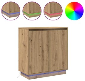 Buffet vidaXL com LED Carvalho Artesanal 71x34,5x75 cm Madeira Reconst
