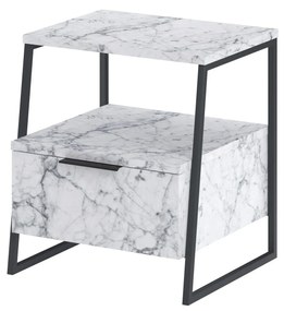 Mesa de Cabeceira "Rocha" - Mármore Carrara - Design Moderno