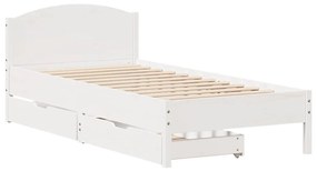 Cama sem colchão 90x200 cm madeira de pinho maciça branco