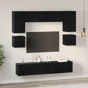 Conjunto de móvel de TV 8 pcs Carvalho Preto 80 x 30 x 30 cm